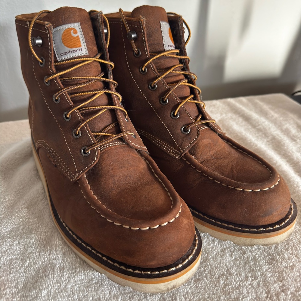 Carhartt Men's Leather Lace-Up Boots CMW6095 6” Waterpoof Wedge *** like NEW